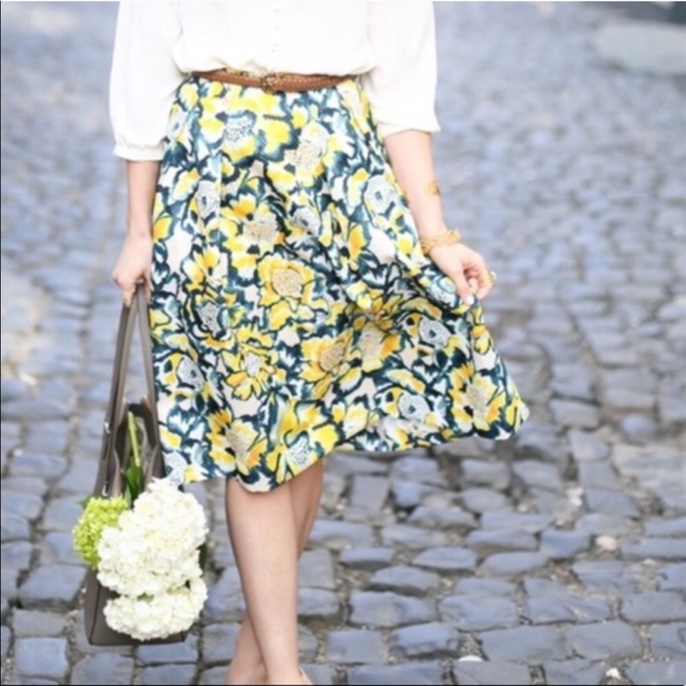 Floral Jacquard Midi Skirt